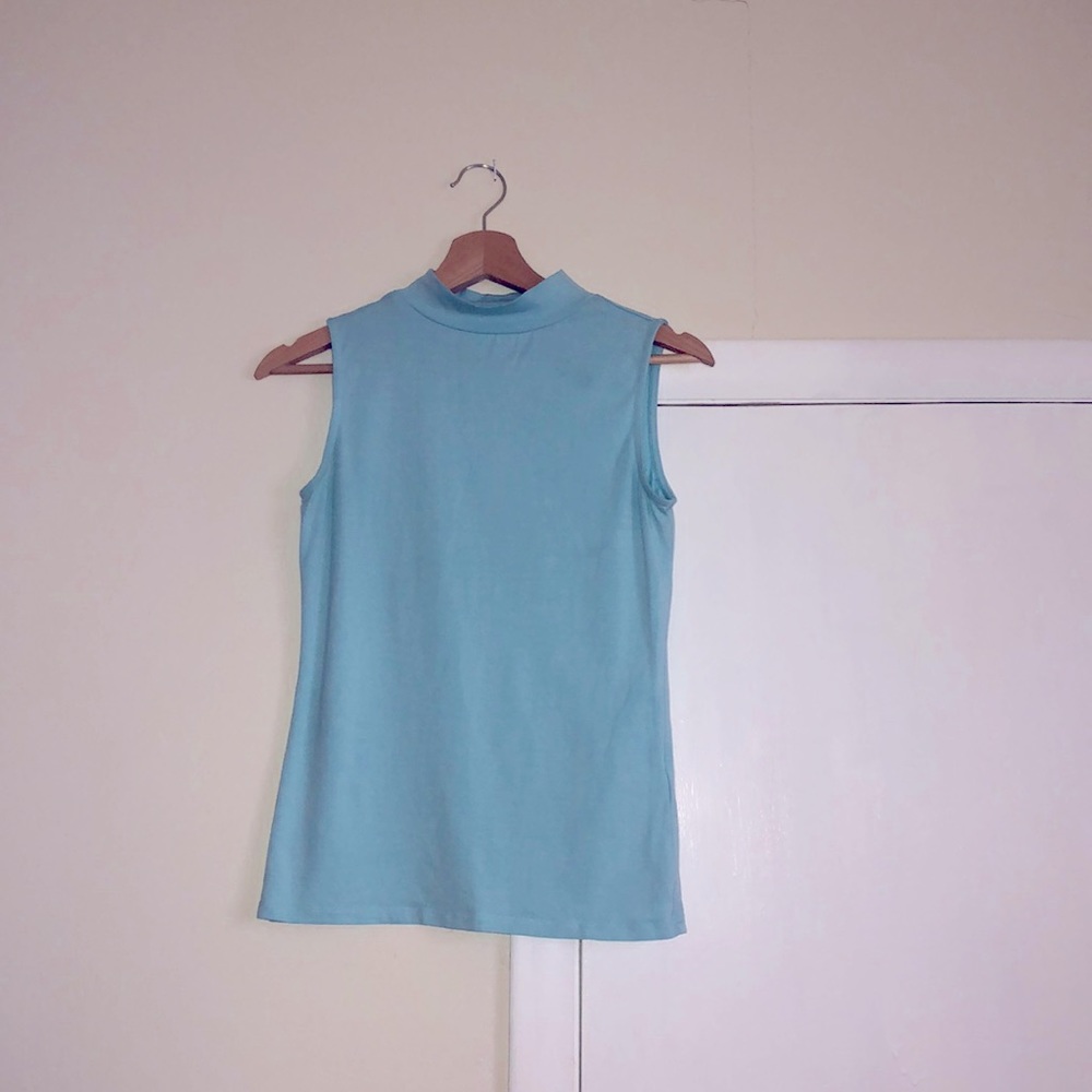 Kettlewell Sleeveless Mock Neck Top in Duck Egg